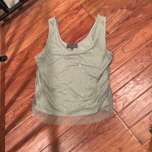 Sunday in Brooklyn Sage Green Diamond Studded Net Blouse Size Medium